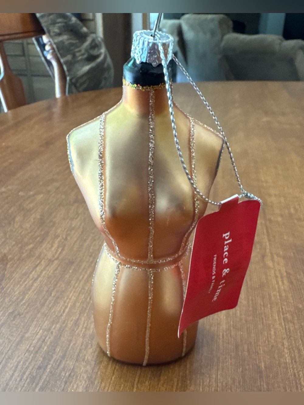 Place & Time Gold Dress Form Ornament
